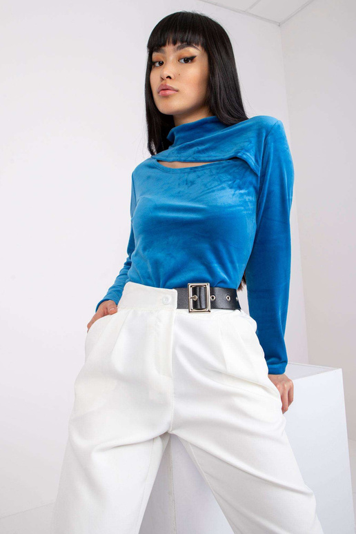 Dámská modrá velurová halenka se...