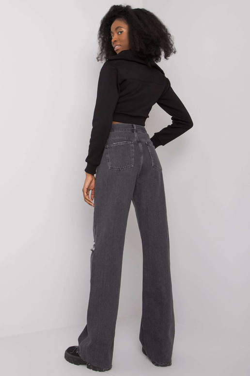 Černé rovné džíny s dírami Crystal...