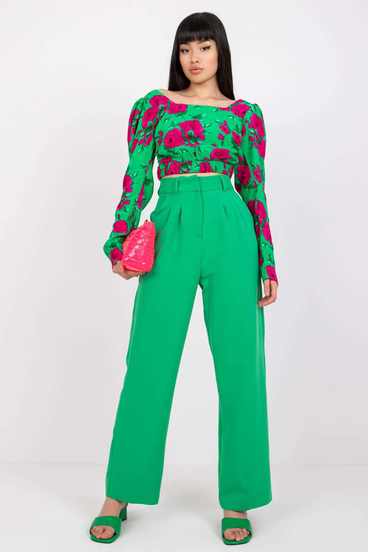 Caroline zelené elegantní kalhoty s...
