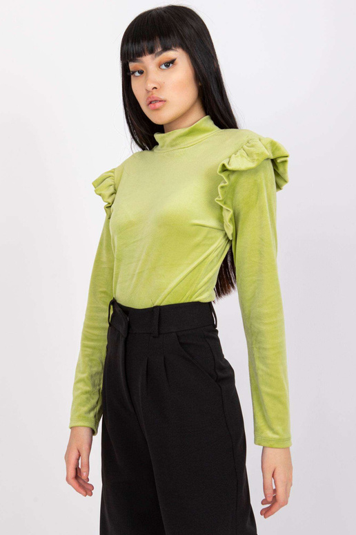 Limetková velurová halenka s volánky...