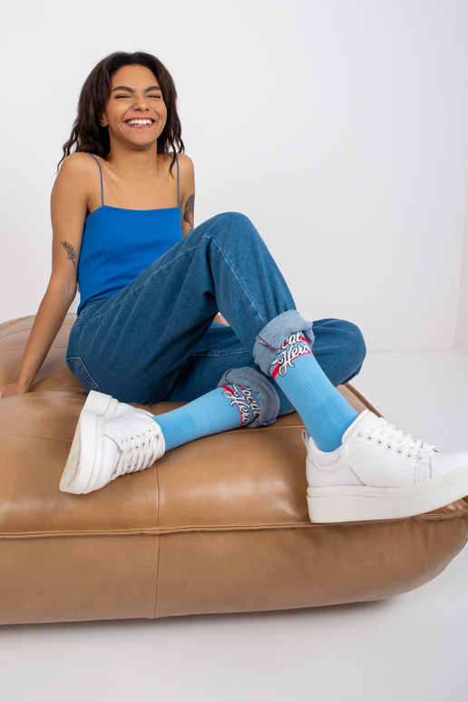 Modré mom jeans kalhoty Lotta