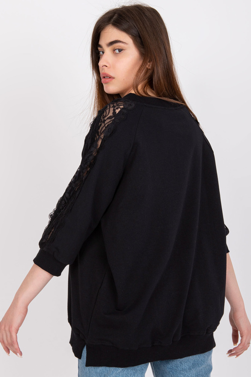 Černá bavlněná halenka s krajkou Leja...