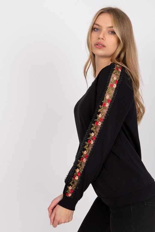 Černá mikina s ozdobnými rukávy Adana...