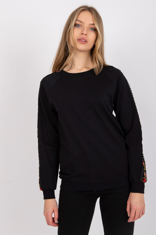 Černá mikina s ozdobnými rukávy Adana...