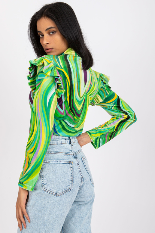 Zelená velurová halenka s volány Lina