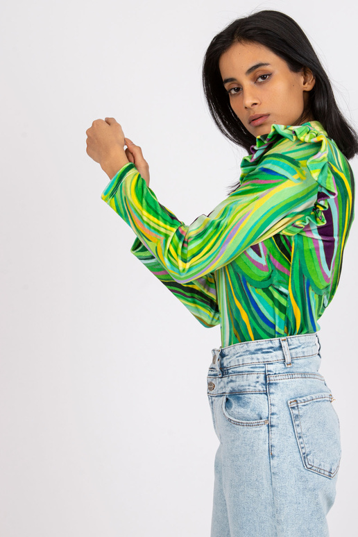 Zelená velurová halenka s volány Lina