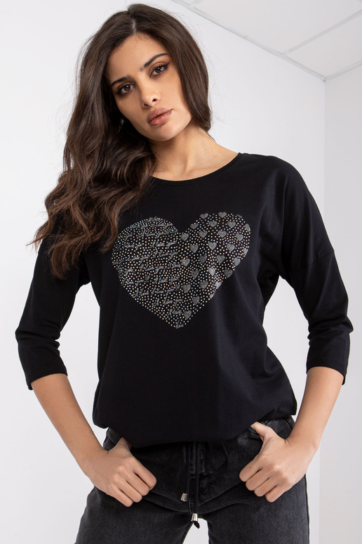 Černá bavlněná halenka s nášivkou Bindy