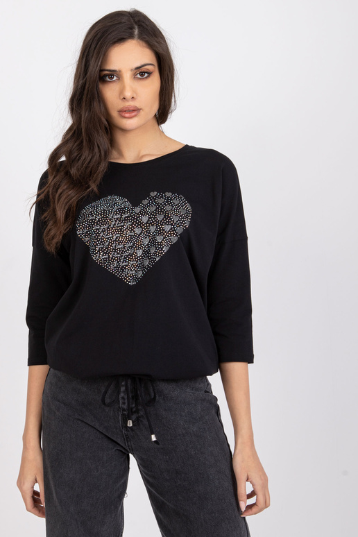 Černá bavlněná halenka s nášivkou Bindy