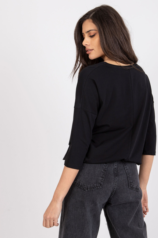 Černá bavlněná halenka s nášivkou Bindy