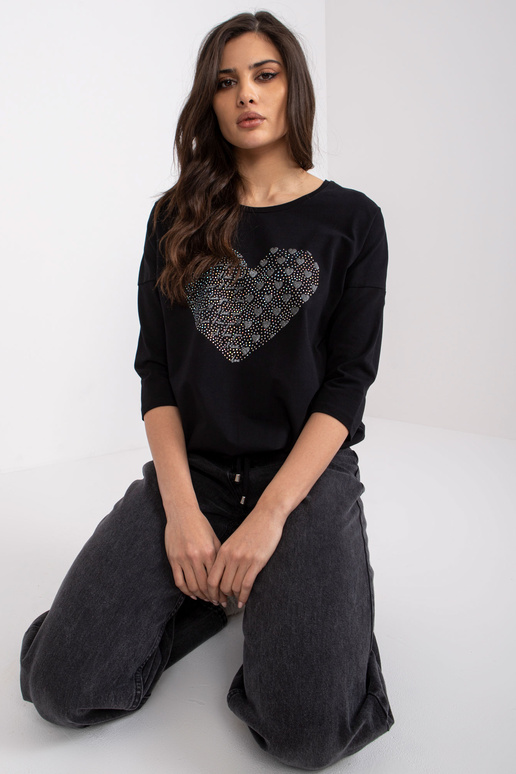 Černá bavlněná halenka s nášivkou Bindy