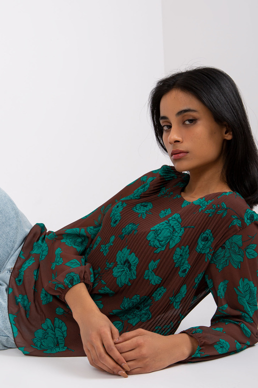 Hnědozelená skládaná halenka Liana Hnědozelená skládaná halenka Liana