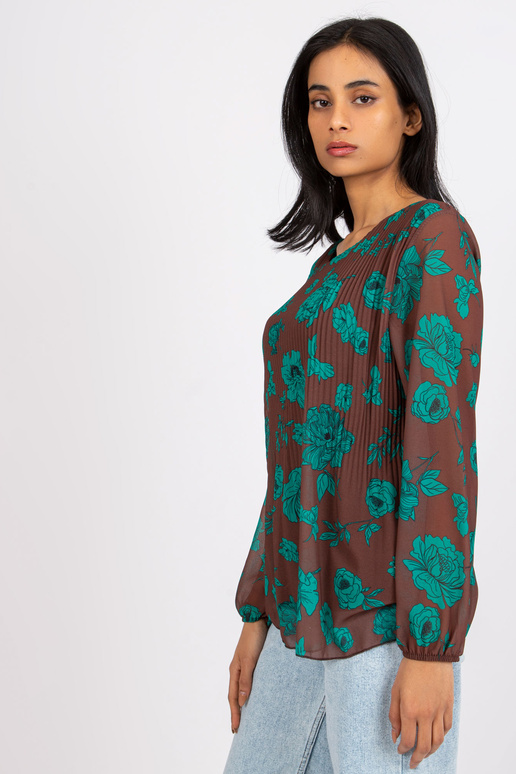 Hnědozelená skládaná halenka Liana Hnědozelená skládaná halenka Liana