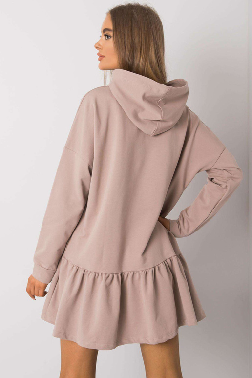 Tmavě béžové mikinové šaty s kapucí...
