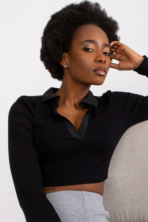 Černá žebrovaná ležérní halenka...