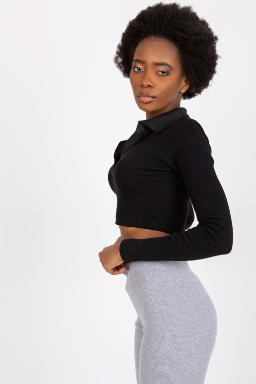 Černá žebrovaná ležérní halenka...