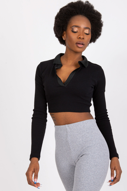 Černá žebrovaná ležérní halenka...