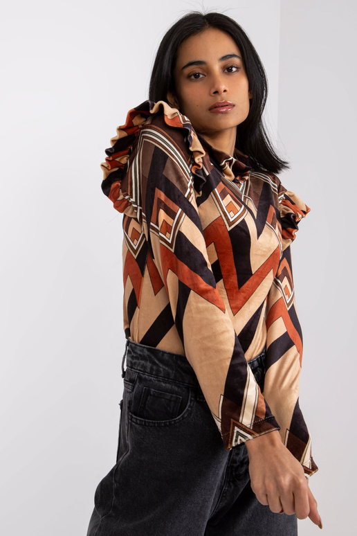 Hnědobéžová velurová halenka s... Hnědobéžová velurová halenka s...