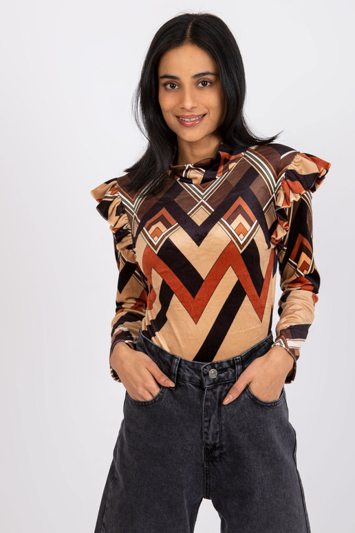 Hnědobéžová velurová halenka s... Hnědobéžová velurová halenka s...