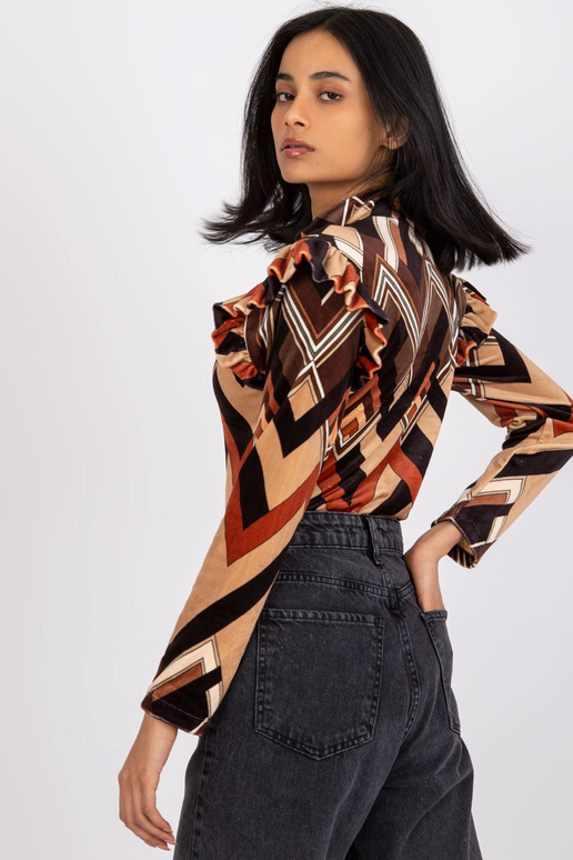 Hnědobéžová velurová halenka s... Hnědobéžová velurová halenka s...