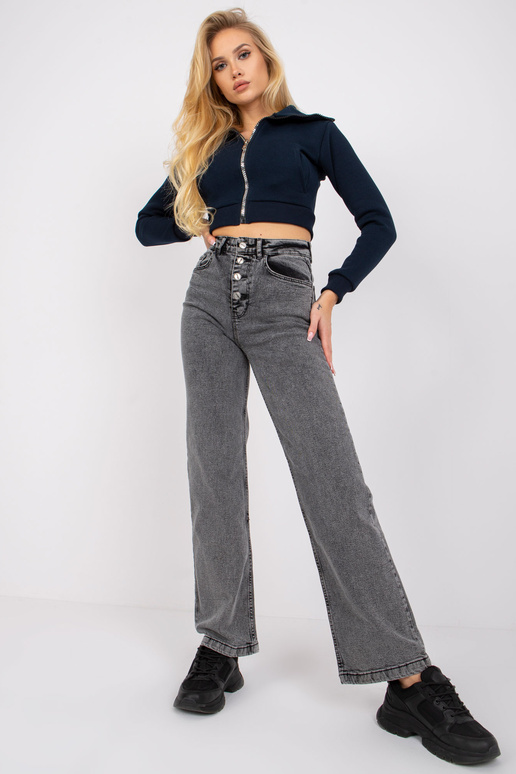Tmavě šedé džíny Sevilla s vysokým pasem