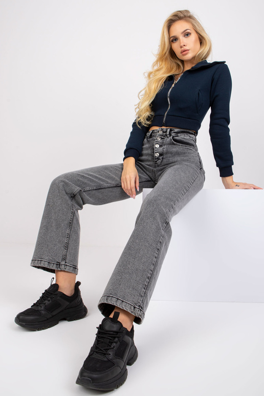 Tmavě šedé džíny Sevilla s vysokým pasem