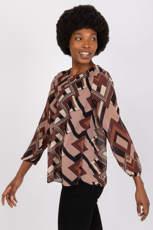 Hnědá a béžová halenka s potiskem...