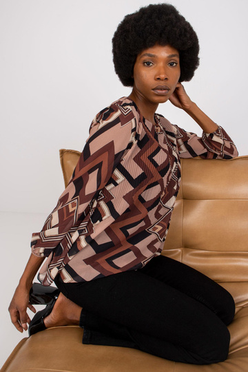 Hnědá a béžová halenka s... 2