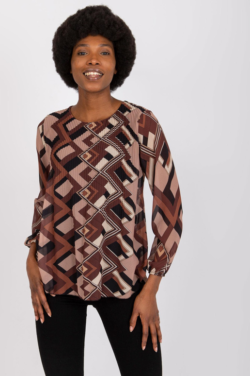 Hnědá a béžová halenka s potiskem...