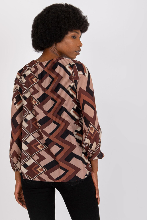 Hnědá a béžová halenka s potiskem...