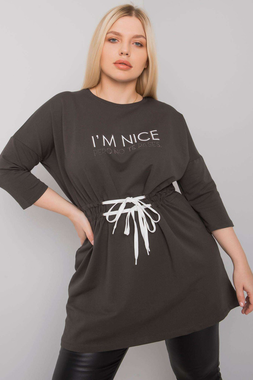 Tmavá khaki tunika větší velikosti s...