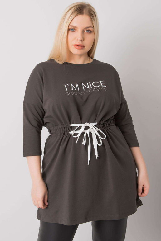 Tmavá khaki tunika větší velikosti s...