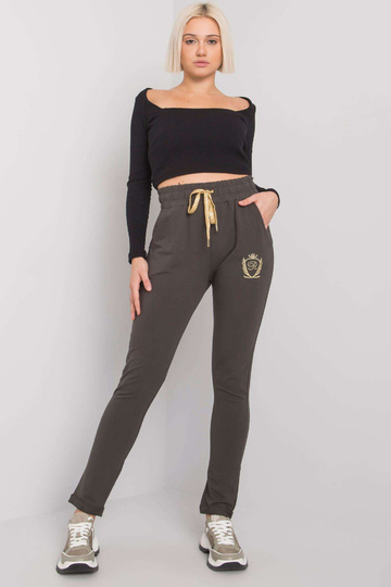 Tmavé khaki dámské tepláky...