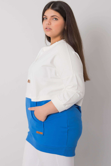 Ecru-modrá mikina plus size...