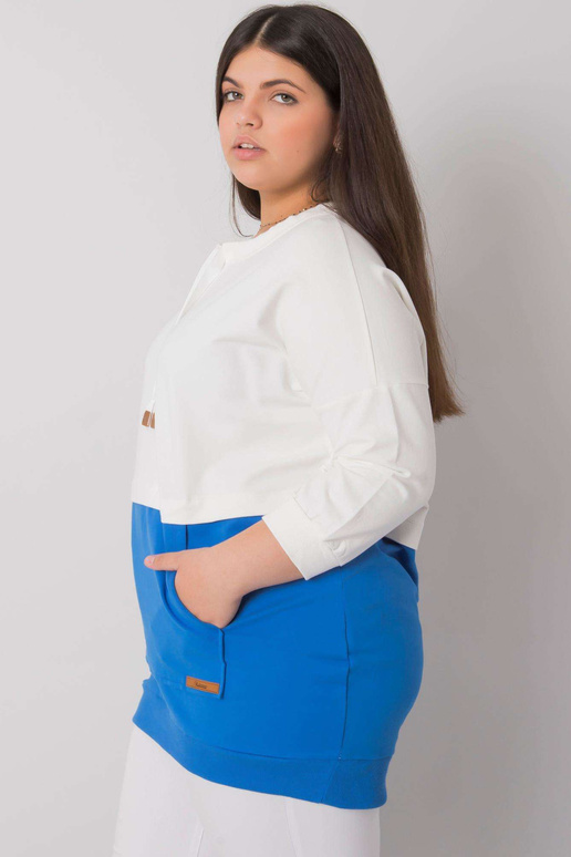 Ecru-modrá mikina plus size velikosti...