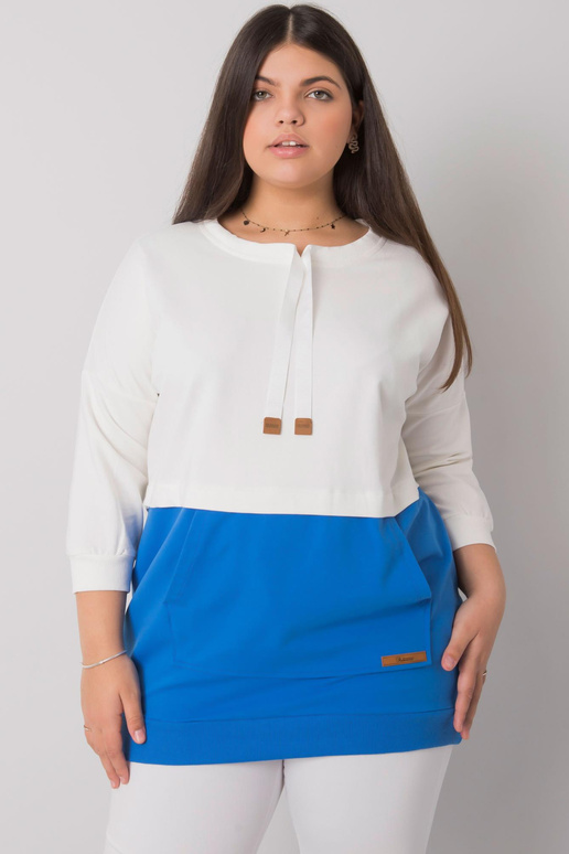 Ecru-modrá mikina plus size velikosti...