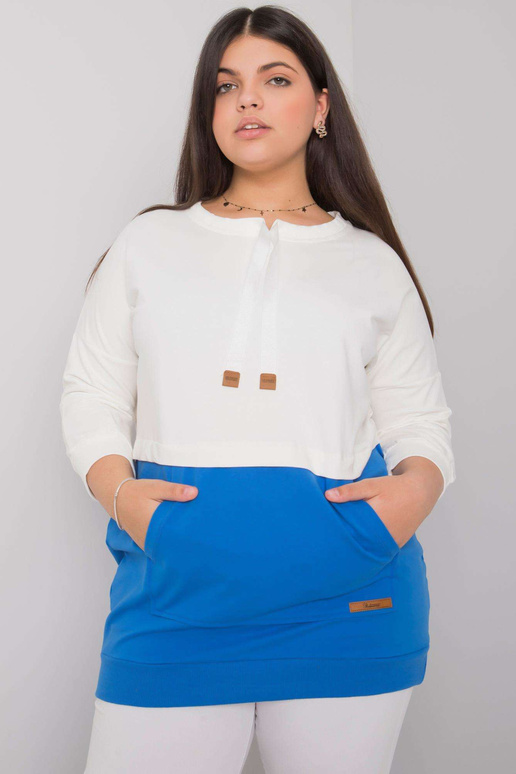 Ecru-modrá mikina plus size velikosti...