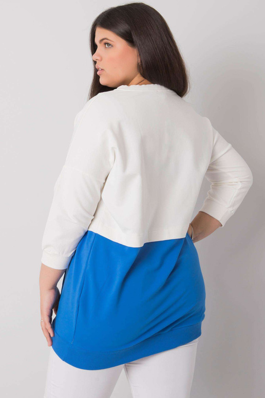 Ecru-modrá mikina plus size velikosti...