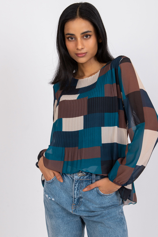 Námořní hnědá vzorovaná halenka...