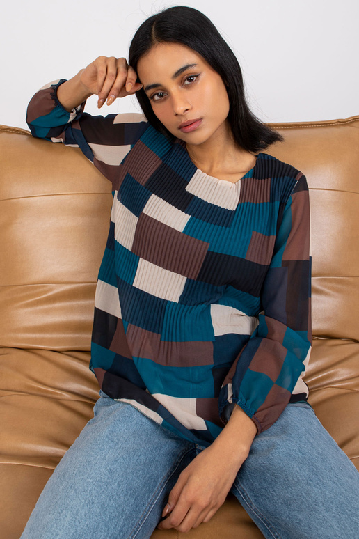 Námořní hnědá vzorovaná halenka...