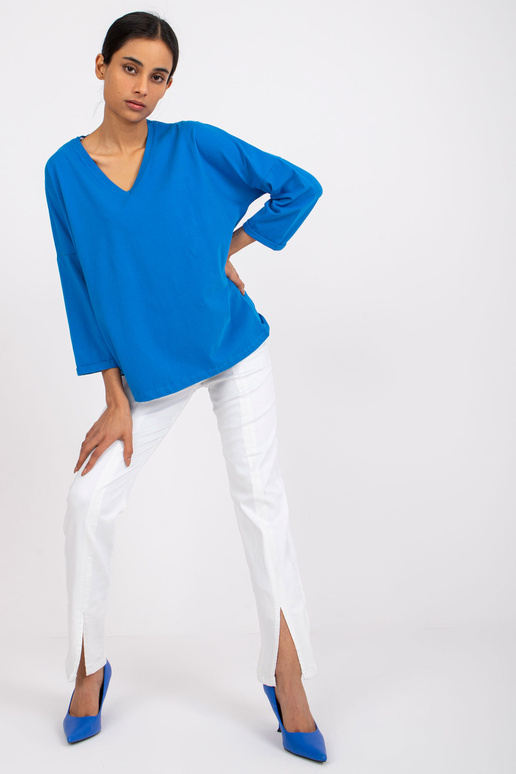 Tmavě modrá bavlněná halenka s...