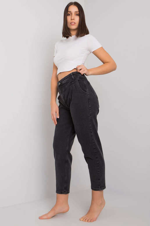 Tmavě šedé rovné džíny Plus Size Johana