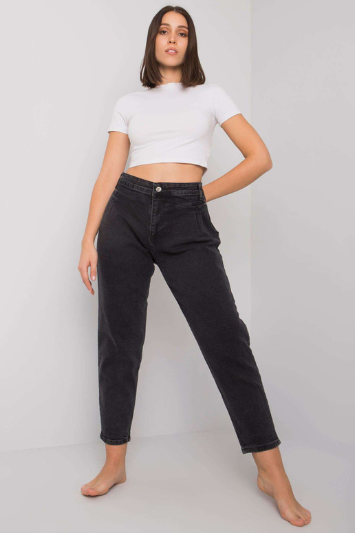 Tmavě šedé rovné džíny Plus Size Johana