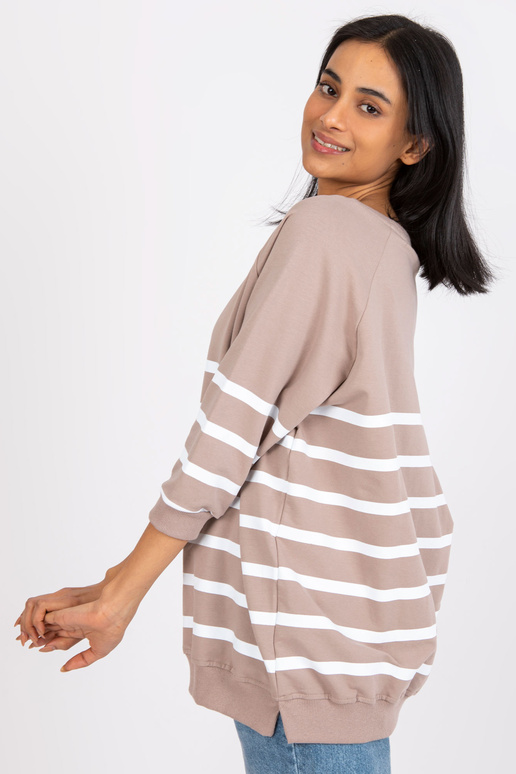 Tmavě béžová a bílá proužkovaná...