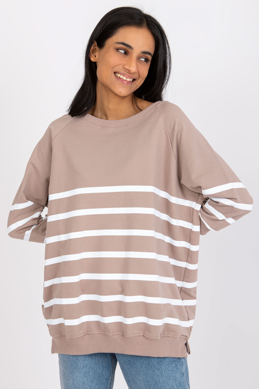 Tmavě béžová a bílá proužkovaná...