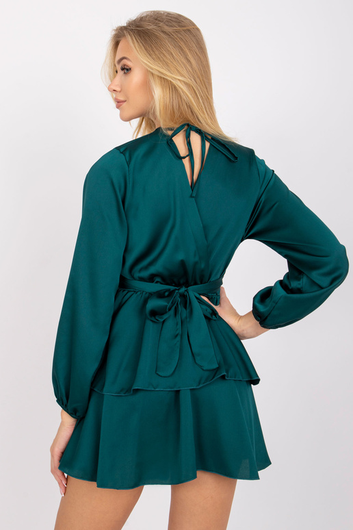 Tmavě zelené šaty s volánem Rimini