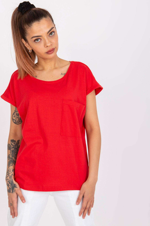 Červené tričko s kapsičkou z bavlny...