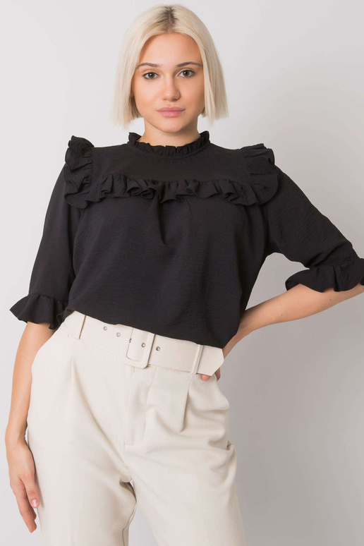 Černá halenka s volánky Limassol RUE...