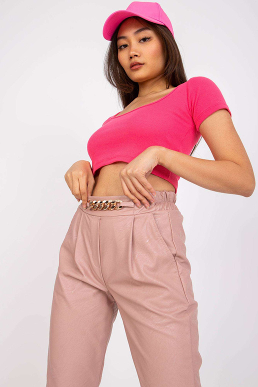 Růžové koženkové kalhoty Porto