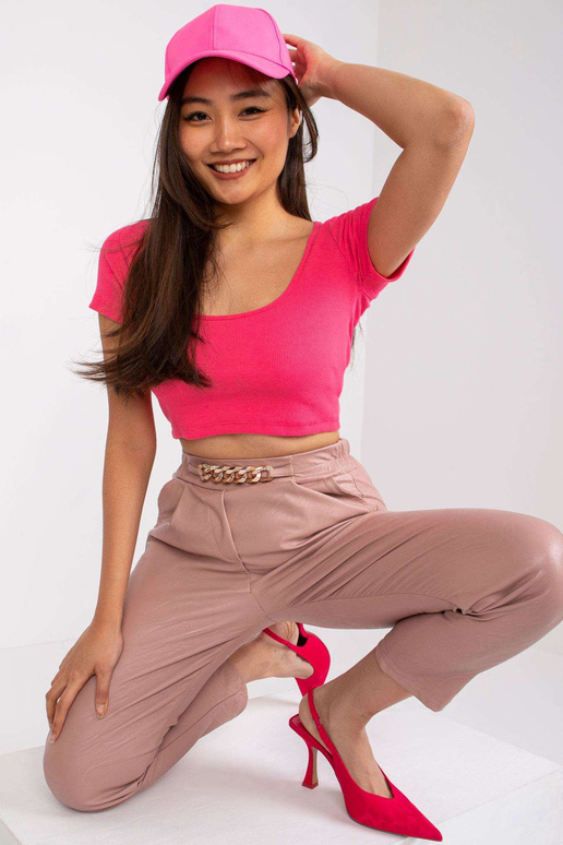 Růžové koženkové kalhoty Porto