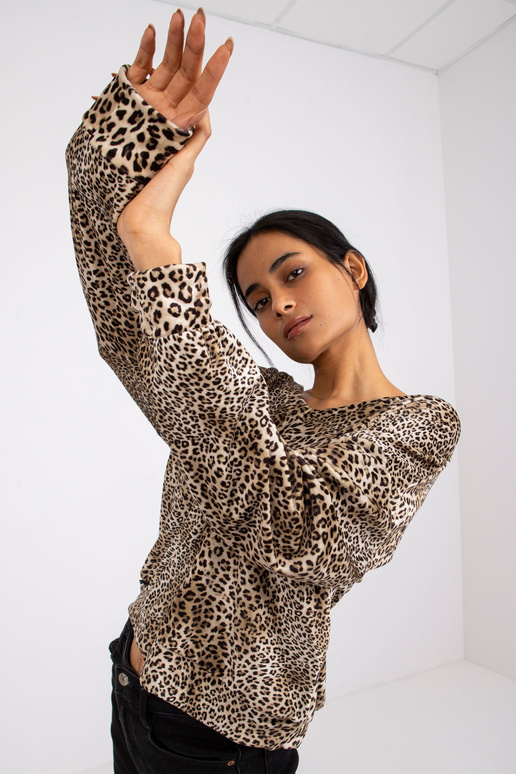 Béžová a černá blůza z veluru s...